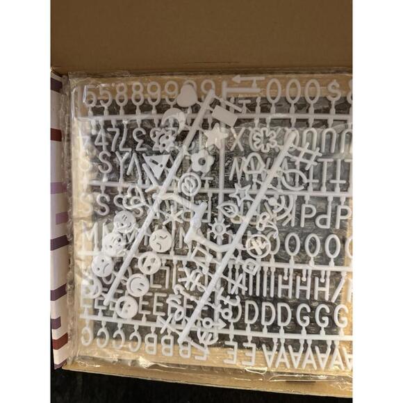 XO, Sienna Black Felt Message Board With Letters Numbers Emoji 10" Square Wood - Picture 6 of 7